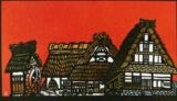 飛騨高山合掌づくりThree-storey grass roof of house in Hidatakayama